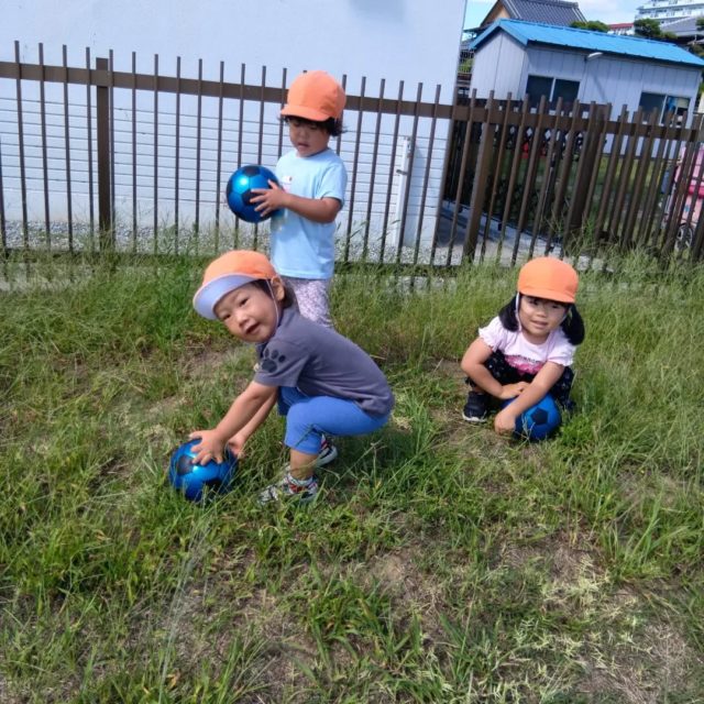 今日はお天気がよく涼しかったので、近くの広場に行ってボールあそびをしてきました⚽️
広ーーい広場を大はしゃぎで走り、みんな汗びっしょりになっていました。0歳児さんは、あまりの広さに圧倒され座って遊んでいました😊
しっかり水分補給もして元気に帰ってきました。